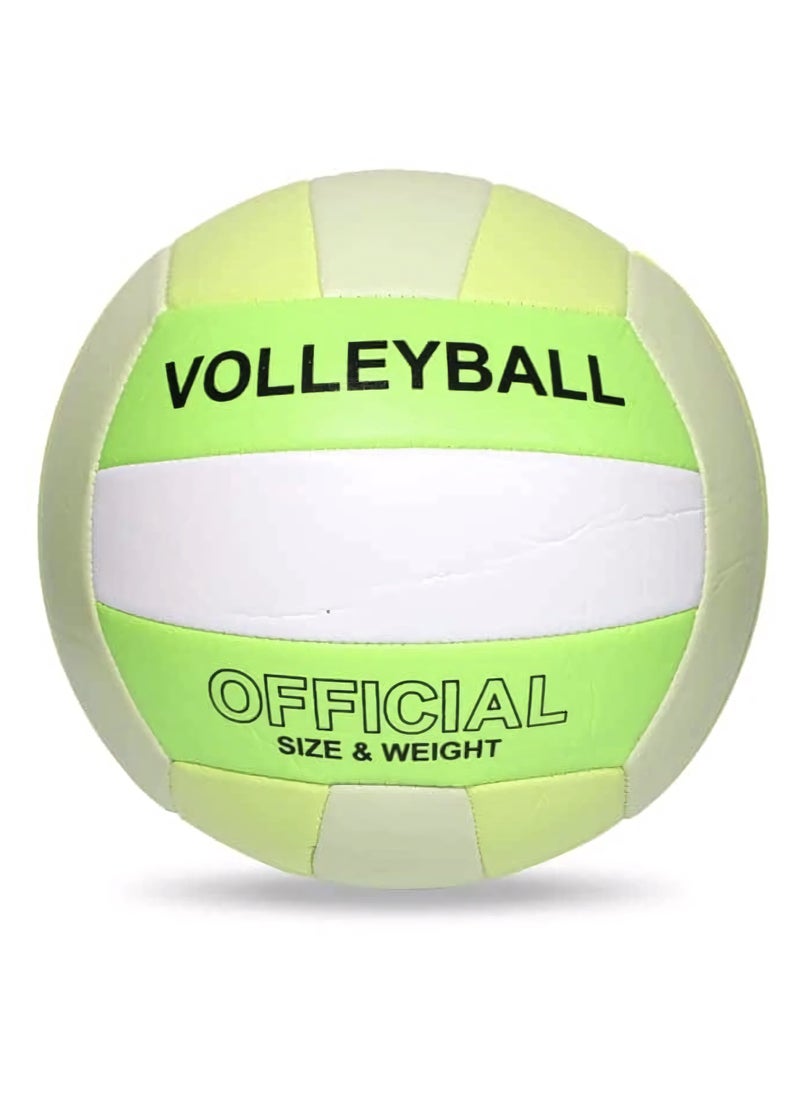 Soft Volleyball Waterproof Indoor/Outdoor for Beach Play, Game, Gym, Training Official Size 5 -Durable and Lightweight Volleyball in Green, Yellow, and White - High-Performance Design