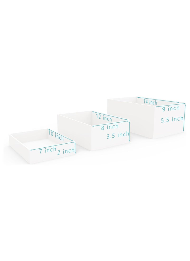 Buffet Risers, Food Risers for Buffet Table, Display Stand Shelf for Catering Dessert Collectibles Jewelry Figures Show, White Acrylic Cuboid Display Nesting Risers with Hollow