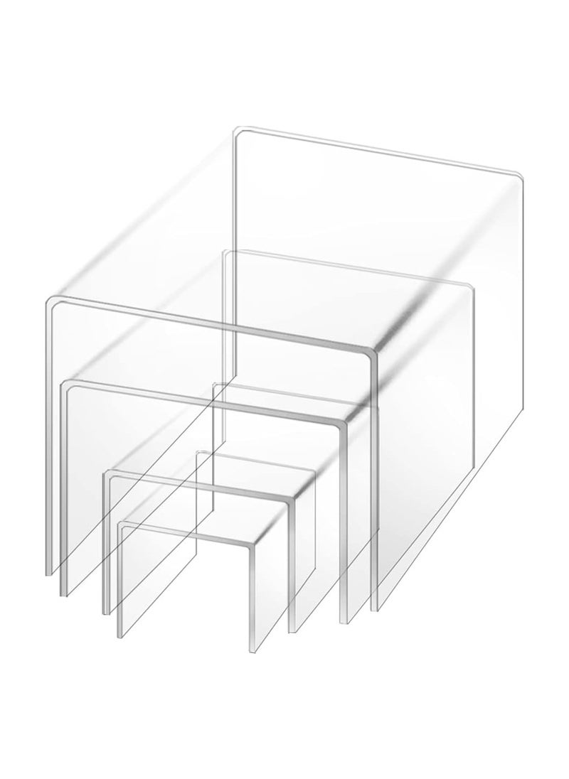 Set of 4 Clear Acrylic Risers Display, findTop Clear Product Stand, Jewelry Display Riser Shelf Showcase for Figures Store, Candy Dessert Display Stand-3