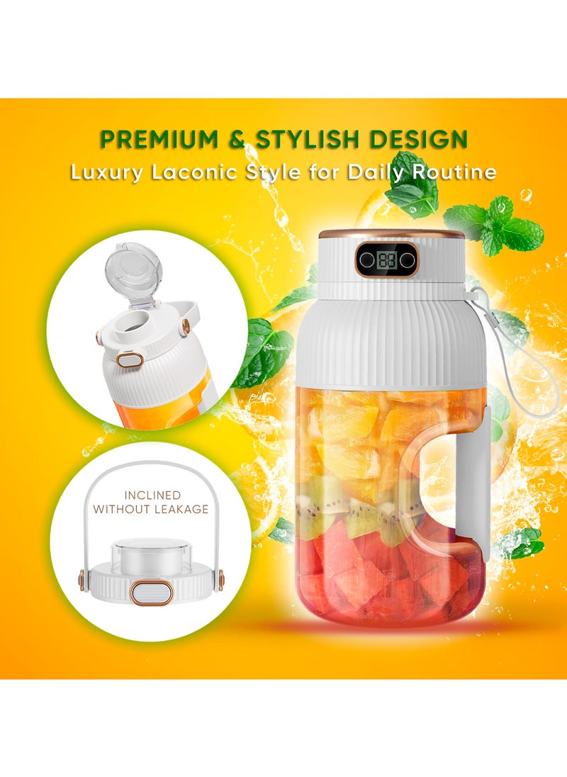 Portable Blender Smoothie Maker – 1,5 L Big Capacity | USB Rechargeable Blender, Multi-Function Juicer, Mixer Grinder, and Hand Blender |For Smoothies, Juices, and Baby Food | Travel, Home, Gym and Office Use