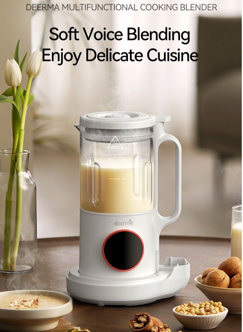 Multifunctional Cooking Blender With Five Menu Function, Soundproof Shield Design, High Speed Motor x 12 Blades, 24 Hours Smart Preset, Easy to Clean and Non Stick, 800ml Large Capacity - White NU500W White