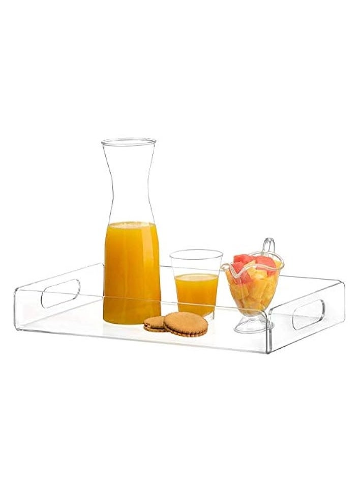 Acrylic Tray Tea Tray and Coffee Table Tray Breakfast Tray Clear Acrylic Serving Tray with Handles