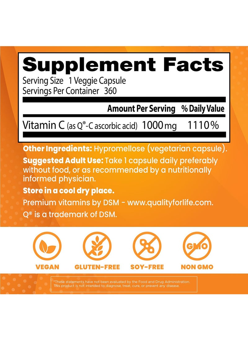 Vitamin C With Qualic 1000 Mg Healthy Immune System 360 Count Pack Of 1