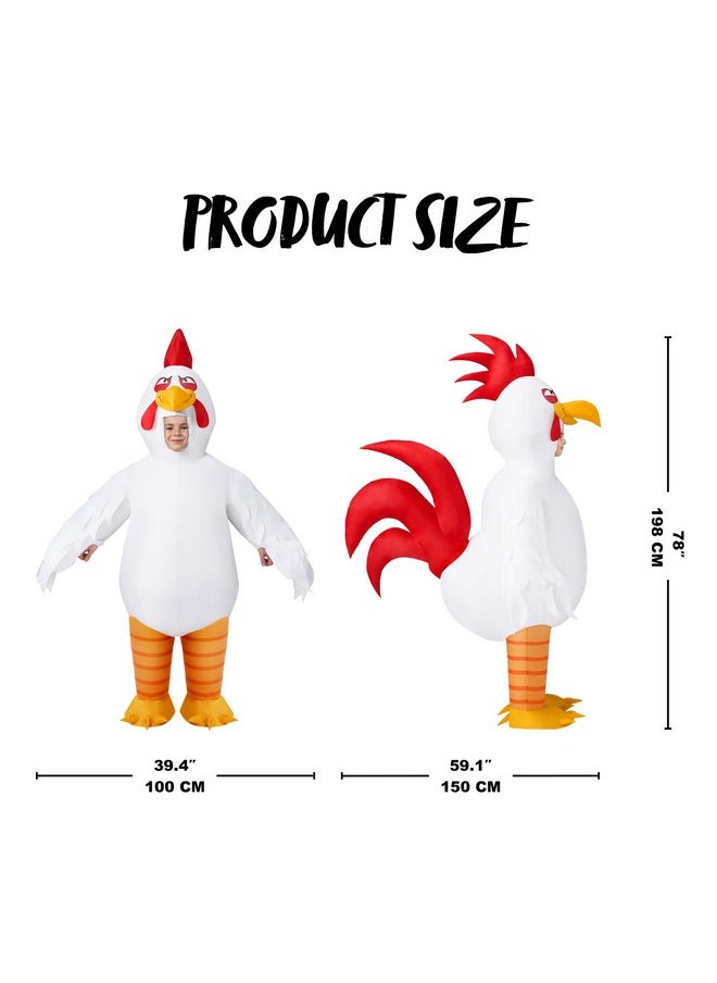 Kids Halloween Inflatable Costumes, Rooster Full Body Inflatable Costume, White Chicken Blow Up Costumes For Halloween Costume Cosplay Themed Parties