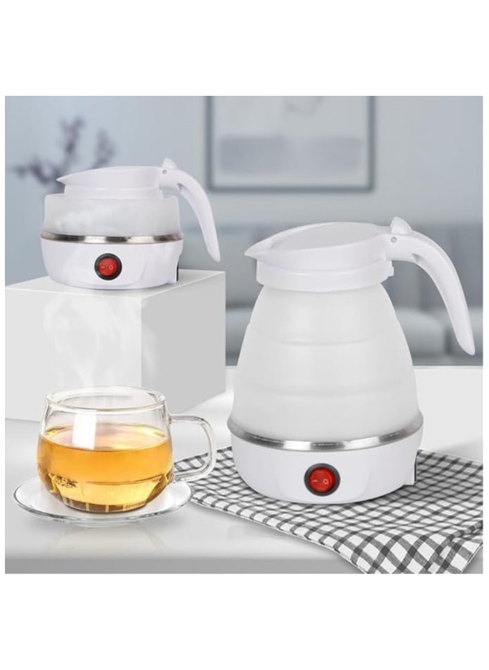 Portable Mini Folding Electric Kettle Suitable for Home Travel and Camping (UK White)