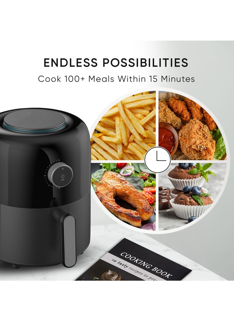 Air Fryer ROKO 3D One-Move Time Setting with Innovative Technology| Deep Fryer for Fast & Healthy Cooking, Oil-Free Meals, Easy Clean Nonstick 1.5L Basket | Bonus Recipe Book Included