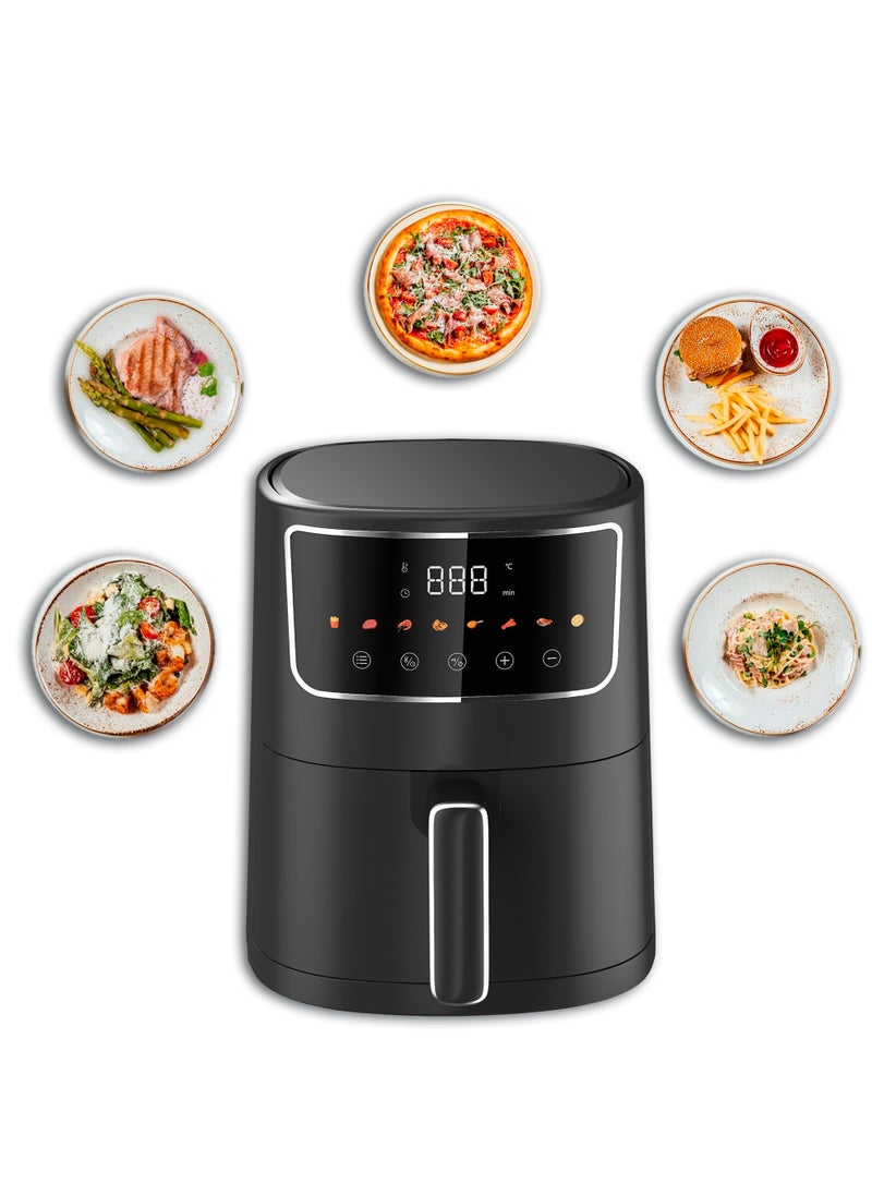 Air Fryer ROKO 3D 8-in-1 Functions | Deep Fry, Air Fry, Roast, Bake| Smart Digital Kitchen Air Fryer for Easy Quick Meals without Oil| Digital Control Presets, Timer Function, Dishwasher-Safe Basket, Recipes Book Included, Black Matte Design