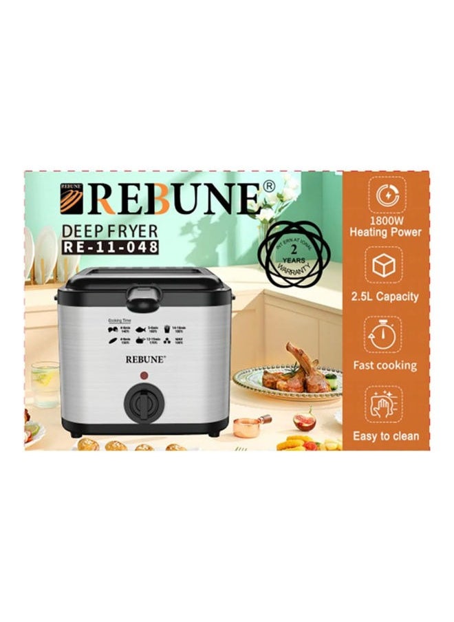 Original RE-11-048 Deep Fryer 2.5L 1800W with View Window Stainless Steel Lid for Home