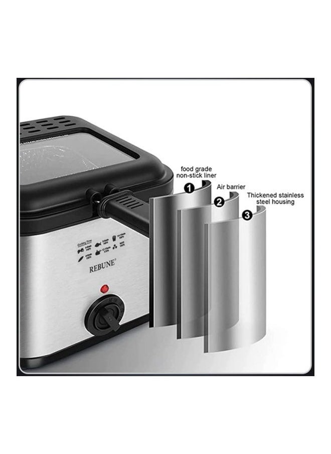 Original RE-11-048 Deep Fryer 2.5L 1800W with View Window Stainless Steel Lid for Home