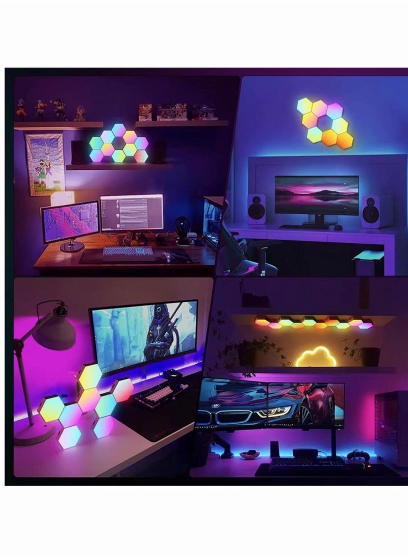 Gaming Lights Indoor Wall Lamps RGB Bluetooth LED APP Remote Control Night Light Computer Game Room Bedroom Bedside Decor -6 modules