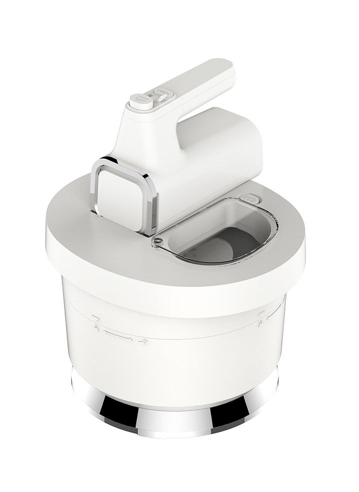 Spill-Proof Dual Mode Mixer with 6 Speed Settings / Makes Meringue / Folds Batter / Kneads Dough / Quick and Simple Cleaning / Handheld and Stand Mixer - White/Silver