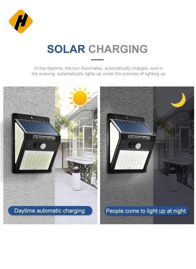 2-Pack LED Solar Motion Sensor Lights - 144 LED Wide Angle Outdoor Wall Lamps, Waterproof Garden Sunlight Lamp