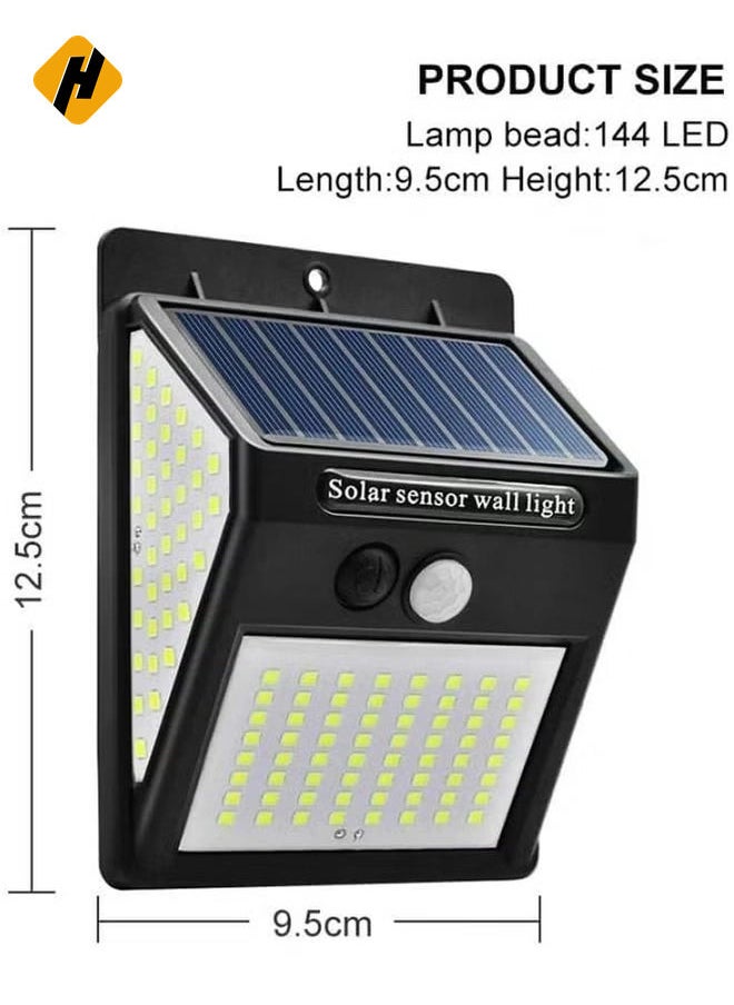 2-Pack LED Solar Motion Sensor Lights - 144 LED Wide Angle Outdoor Wall Lamps, Waterproof Garden Sunlight Lamp