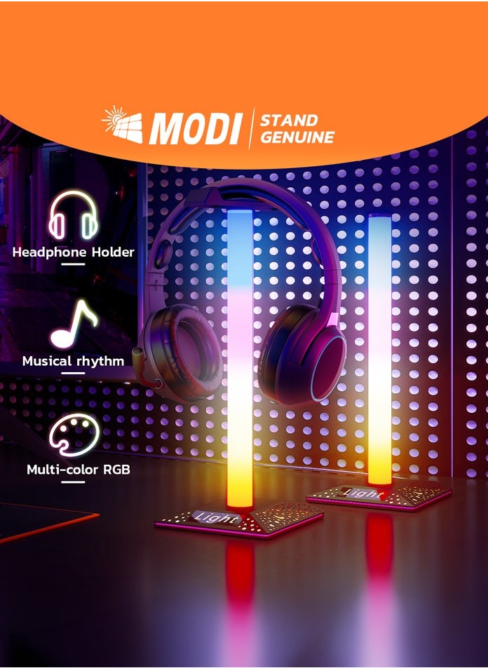 RGBIC Multi Color LED Smart Ambient Light Bar, Built-In Headphone Holder + Sleek Star-Shaped Base, 11+ Scene Modes And Music Sync Modes, Color Changing Light Bar For Gaming Setup, Entertainment, PC, TV, Room Decor