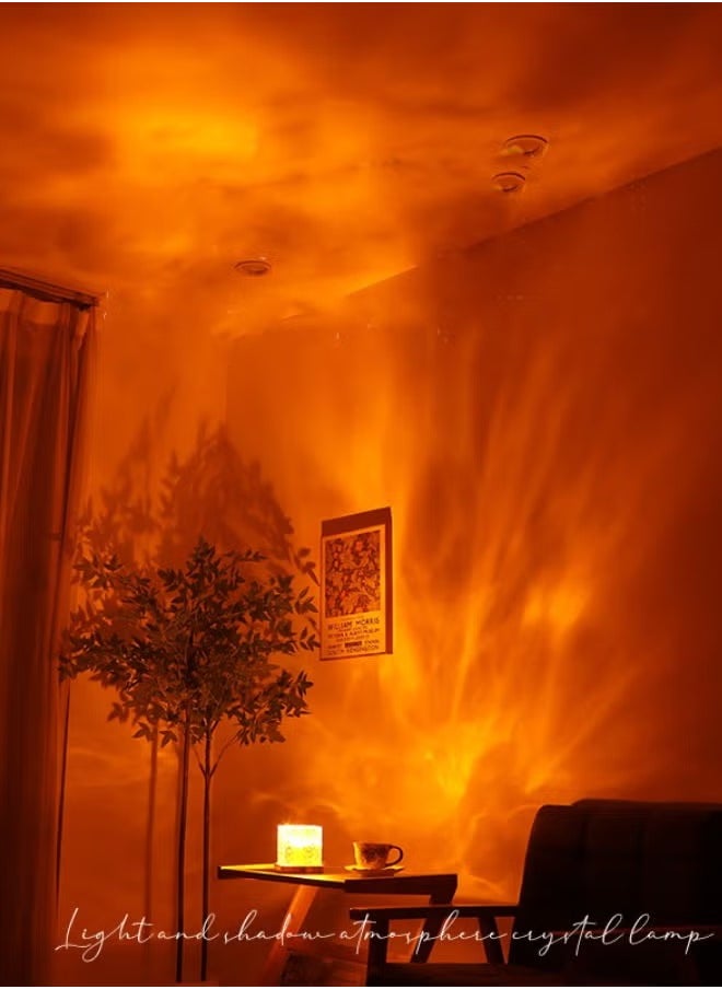 Water ripple night light creative bedside flame atmosphere light romantic gift starry sky projection light, RGB16 colors, remote control touch model