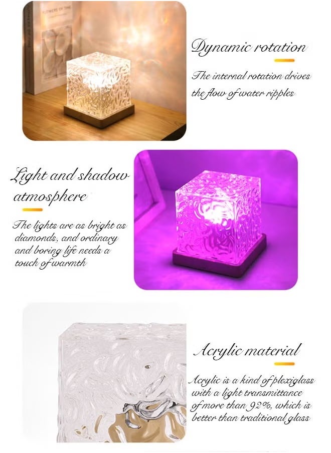 Water ripple night light creative bedside flame atmosphere light romantic gift starry sky projection light, RGB16 colors, remote control touch model