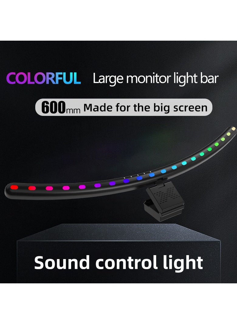 RGB Music Sync Monitor Screen LED Light Eye Protection PC Monitor LED Bar Space Saving Desk Lamp with Auto Dimming for Home/Office/Study/Game (Curved Screen)