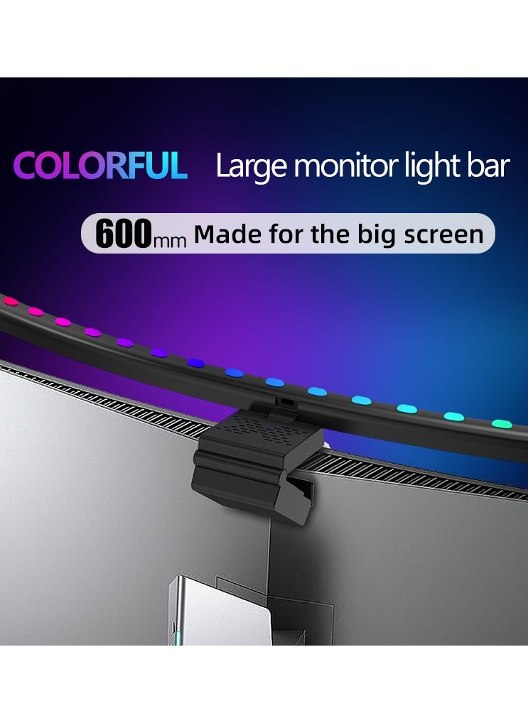 RGB Music Sync Monitor Screen LED Light Eye Protection PC Monitor LED Bar Space Saving Desk Lamp with Auto Dimming for Home/Office/Study/Game (Curved Screen)