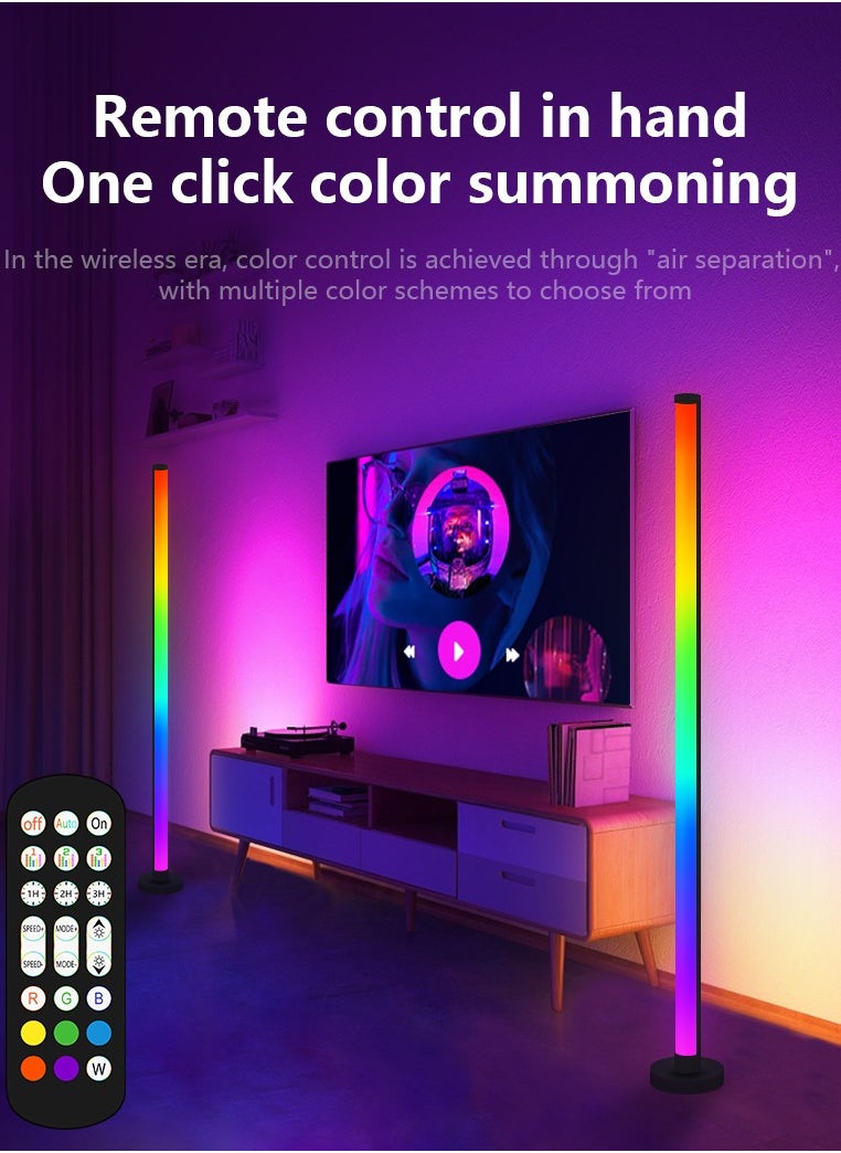 2 PCS LED Corner Lamp for Living Room - 10W Color Changing Lamp, Corner Floor Lamp with APP and Remote Control, RGB Corner Floor Lamp with Dimmable Music Sync Timer for Living Room, Bedroom, Gaming