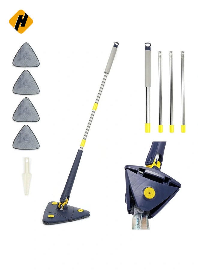 Rotatable Adjustable Cleaning Mop, 85 Inch Long Handle 360° Triangle Baseboard Wall Cleaner with Extension Pole 40