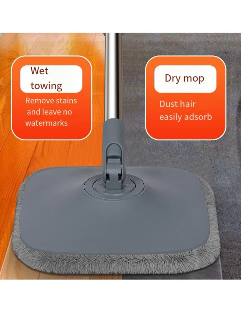 Spin Mop and Bucket Set with Self Separation Dirty and Clean Water System Self Wringing 360° Rotating Square Mop-Head, Separation Mop System with Detachable Reusable Mop Pad