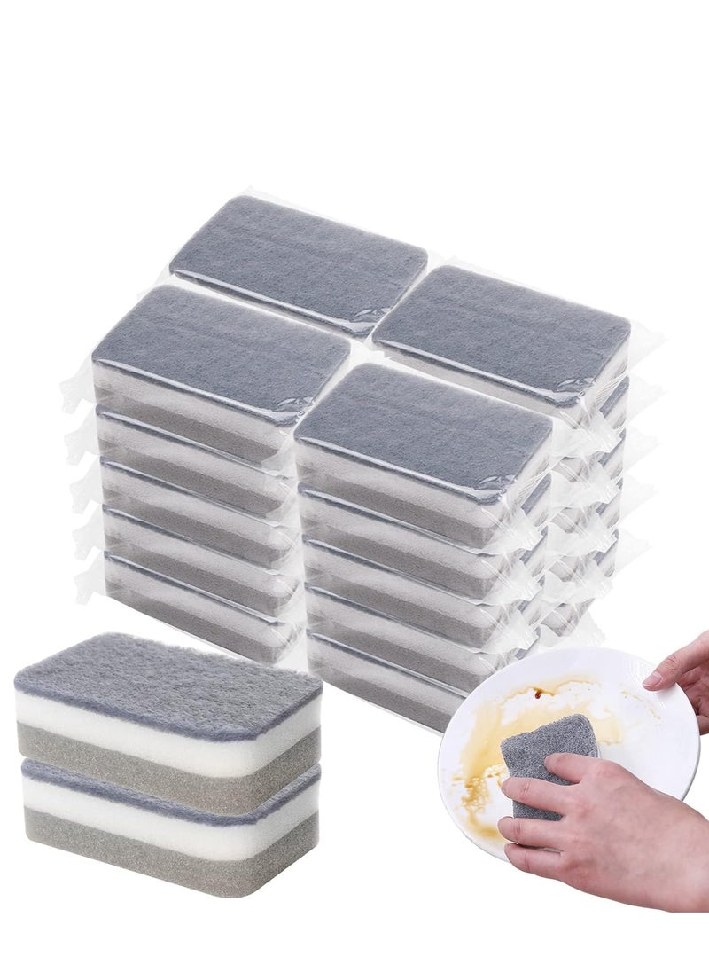 40-Pack Non-Scratch Dish Sponges, Dual-Sided Reusable, Odor-Free, Grey, for Home & Travel