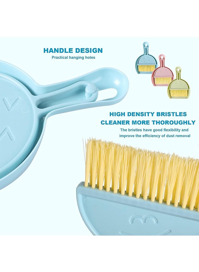 3PCS Mini Broom and Dustpan Set for Home, Car, Kitchen, Table, Kids - Durable Plastic Bristles, Handheld, Hangable, 3 Colors