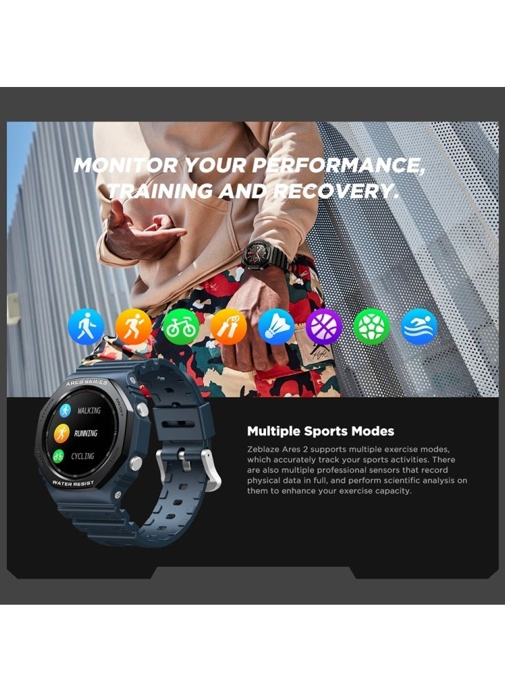 Zeblaze Ares 2 1.09 inch Color Touch Screen 5ATM Waterproof Smart Watch Support Sleep Monitoring  Heart Rate Monitoring  Blood Pressure Monitoring  Multisports Mode