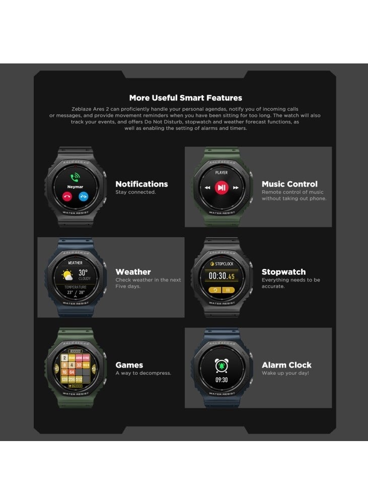 Zeblaze Ares 2 1.09 inch Color Touch Screen 5ATM Waterproof Smart Watch Support Sleep Monitoring  Heart Rate Monitoring  Blood Pressure Monitoring  Multisports Mode