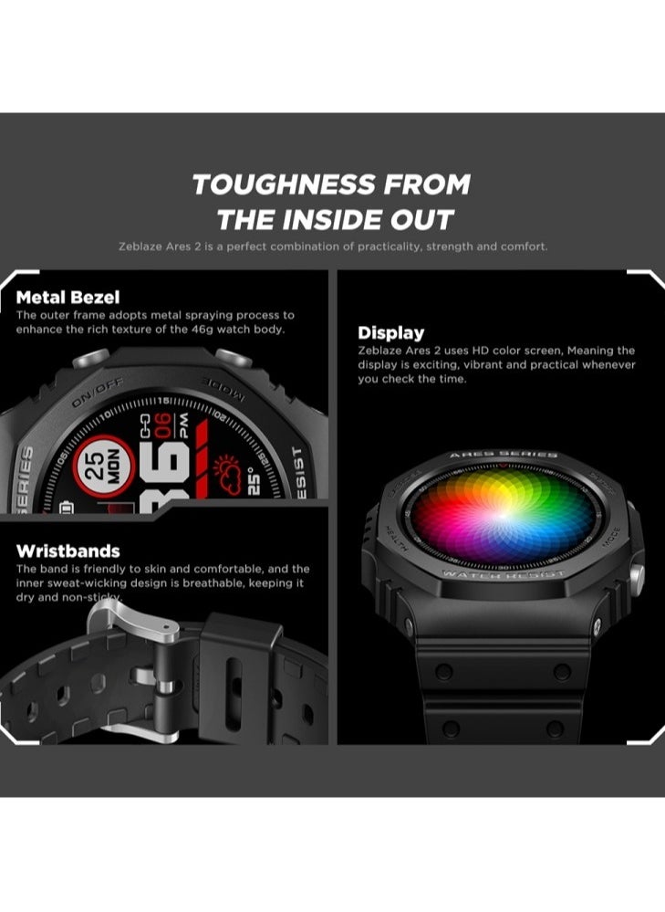 Zeblaze Ares 2 1.09 inch Color Touch Screen 5ATM Waterproof Smart Watch Support Sleep Monitoring  Heart Rate Monitoring  Blood Pressure Monitoring  Multisports Mode