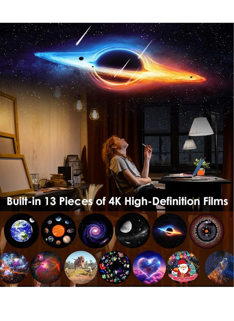 New Planetarium Star Projector for Bedroom – 4K Starry Sky Projector with 13 Replaceable Galaxy Discs, HD Image, Large Projection Area, Night Light for Kids u0026 Adults, Ceiling Home Decor