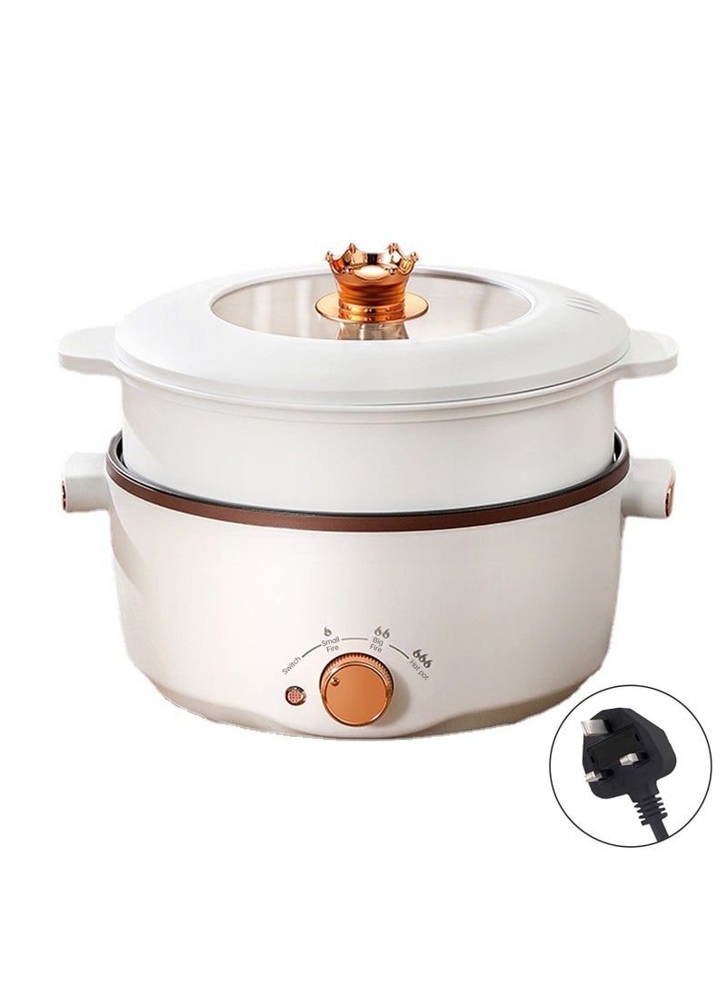 Electric Hot Pot 3.5L Non-Stick Electric Cooker with Steamer, 3 Levels Fires Adjustable Electric Skillet, Frying Pan, Shabu Shabu, Electric Pot for Noodles, Egg, Sterak, Sauté, Dorm Office Family