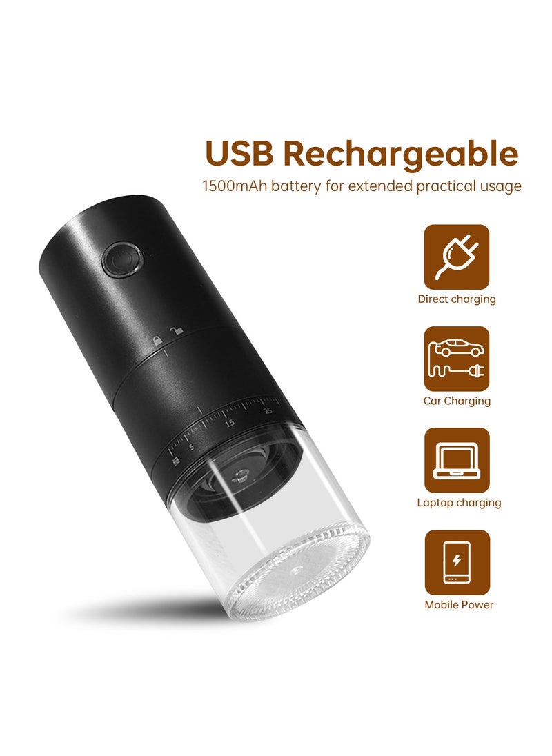 Portable Electric Coffee Grinder With External 38 Coarseness Adjustable, USb Rechargeable, Coffee Burr Grinder For Home Office Travel