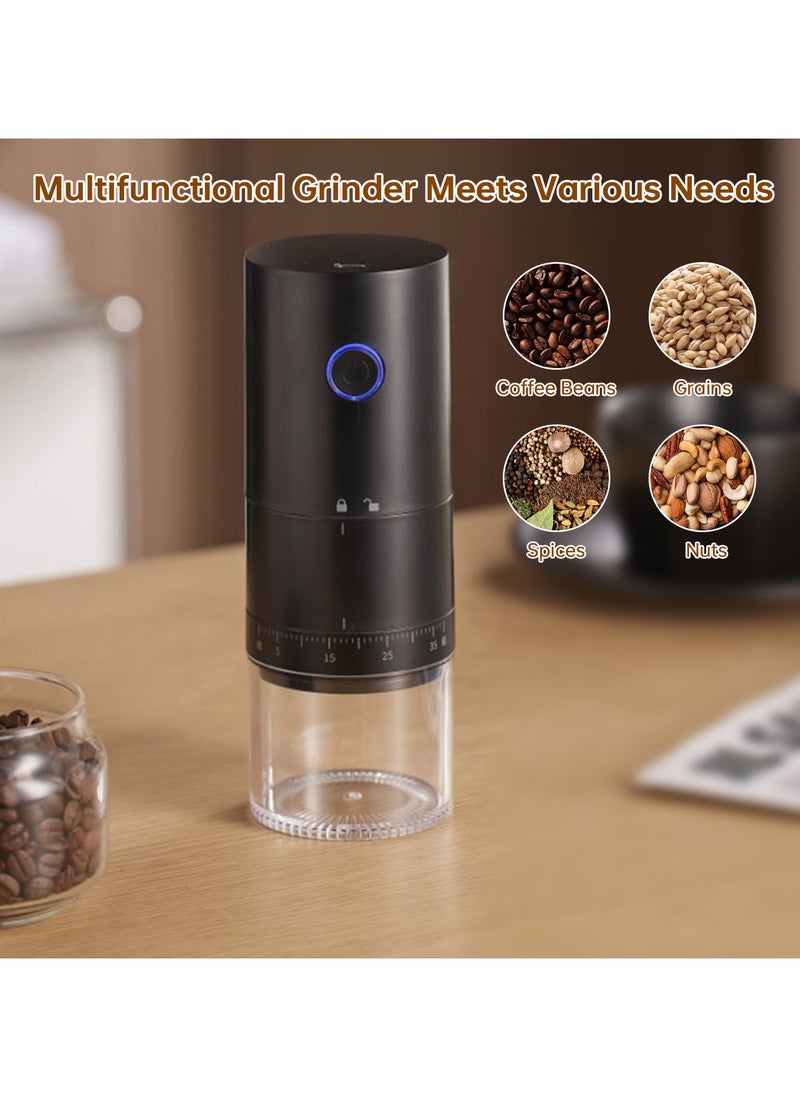 Portable Electric Coffee Grinder With External 38 Coarseness Adjustable, USb Rechargeable, Coffee Burr Grinder For Home Office Travel