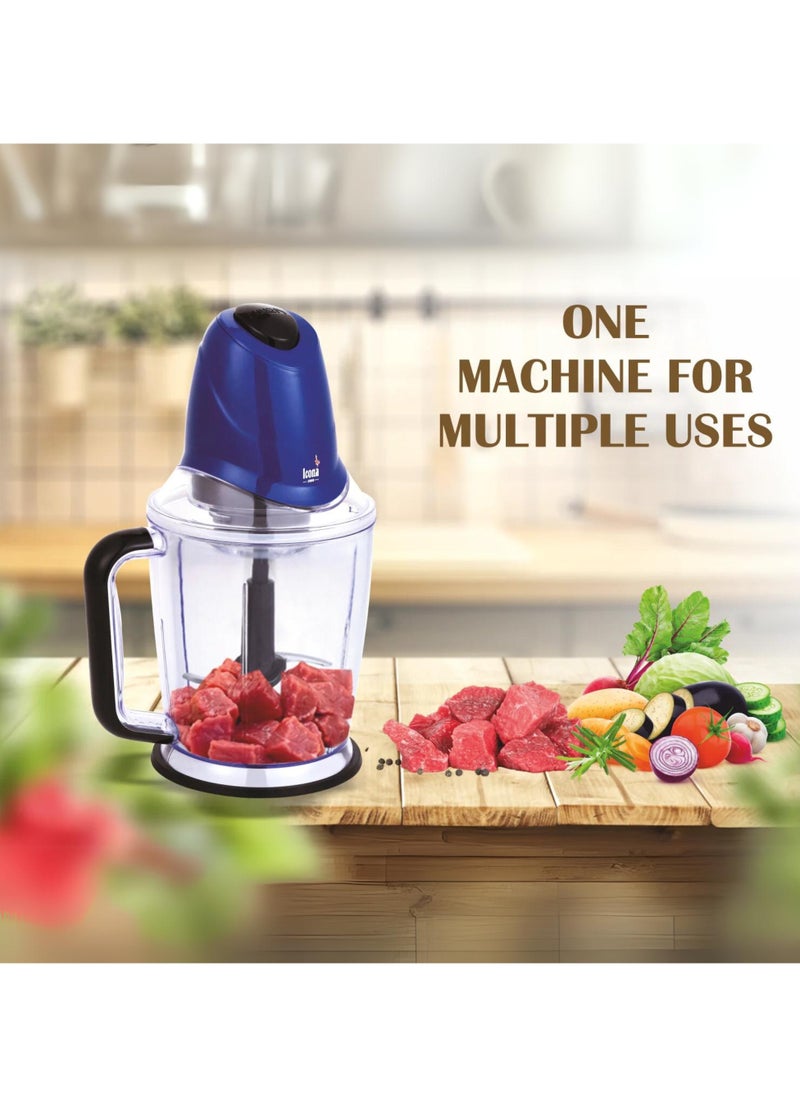 ICONA Electric Food Chopper – 1.5L Mini Grinder with Meat Chopper Function