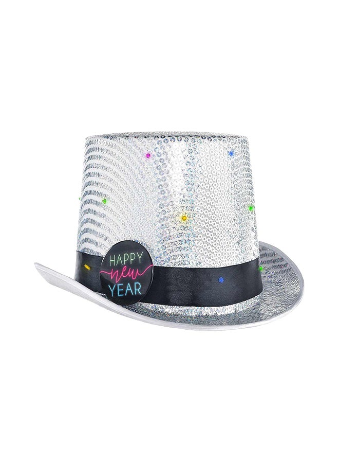 Happy New Year Light Up Top Hat 6.25x11.25inch