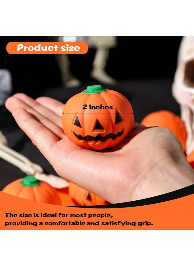 12Pcs Halloween Pumpkins Stress Balls, 2 Inch Halloween Goodie Bag Fillers Fidget Toys For Halloween School Carnival Reward