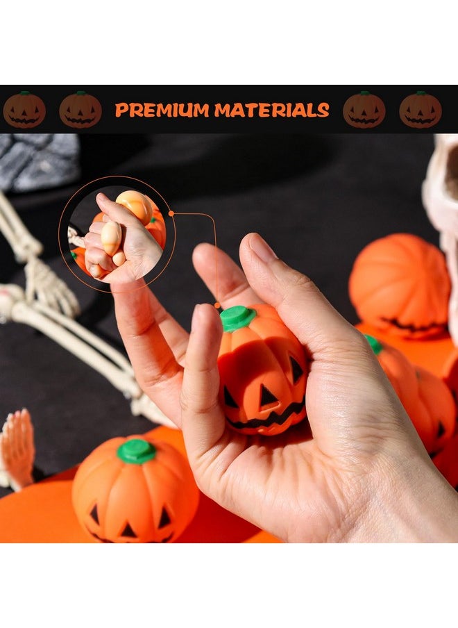 12Pcs Halloween Pumpkins Stress Balls, 2 Inch Halloween Goodie Bag Fillers Fidget Toys For Halloween School Carnival Reward