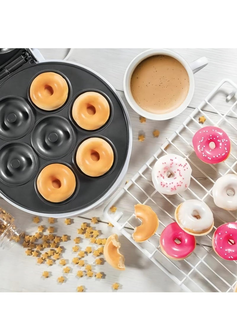 Electric Donut Maker with Non-Stick Surface – Makes 7 Mini Doughnuts, Pancakes u0026 More – Pink