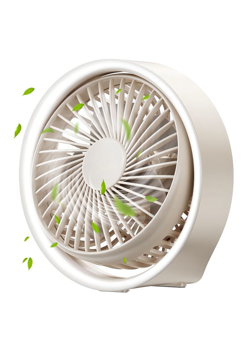 Mini Cordless Desk Fan,Battery Operated Fan with USB, Portable Fan with 3 Speeds Setings,Quiet Operation Fan with LED Light and 180° Rotate Table Fan for Bedroom Home Office Outdoor Travel