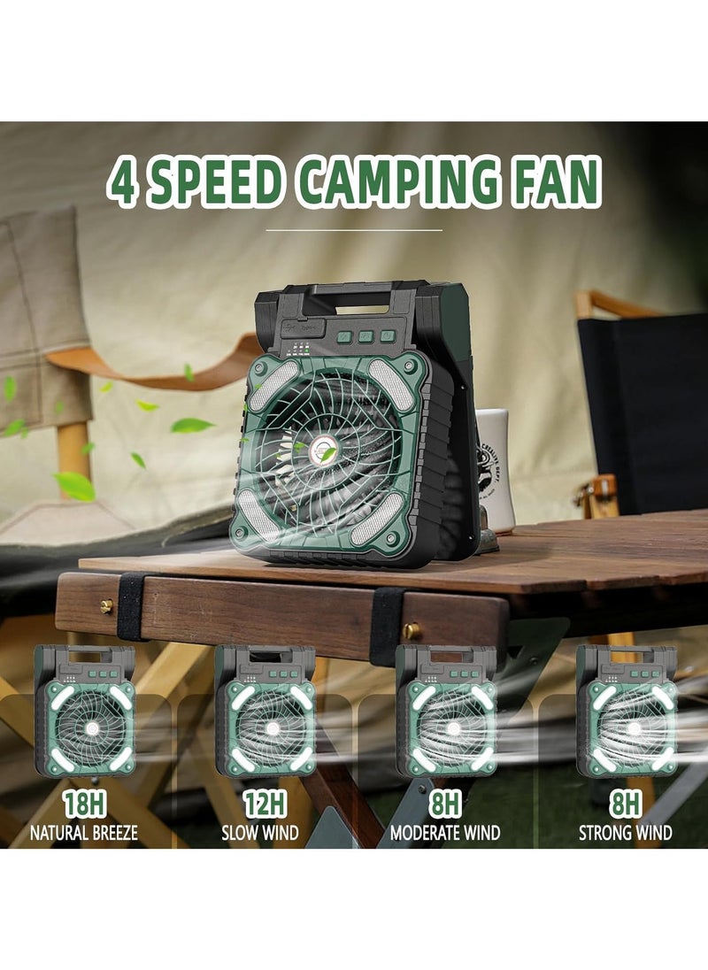 Solar Powered Fan,10400mAh rechargeable Solar Power Cordless Battery Fan with LED Lantern | 4 Wind Speeds Adjustable | 3 Timers Modes | Quiet , Portable Camping Fan for Travel, Tent, Fishing ,Picnic