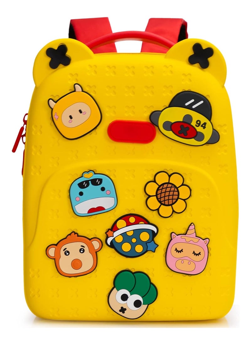 Toddler Backpack DIY Cute Cartoon Animal Preschool Kids Waterproof Backpack Bookbag School Lunch Backpack for Boys Girls, 12.5 inch Yellow