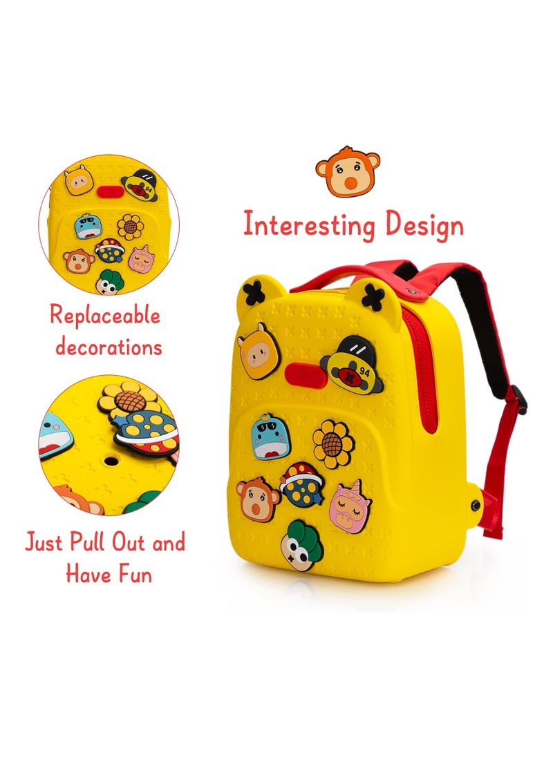 Toddler Backpack DIY Cute Cartoon Animal Preschool Kids Waterproof Backpack Bookbag School Lunch Backpack for Boys Girls, 12.5 inch Yellow