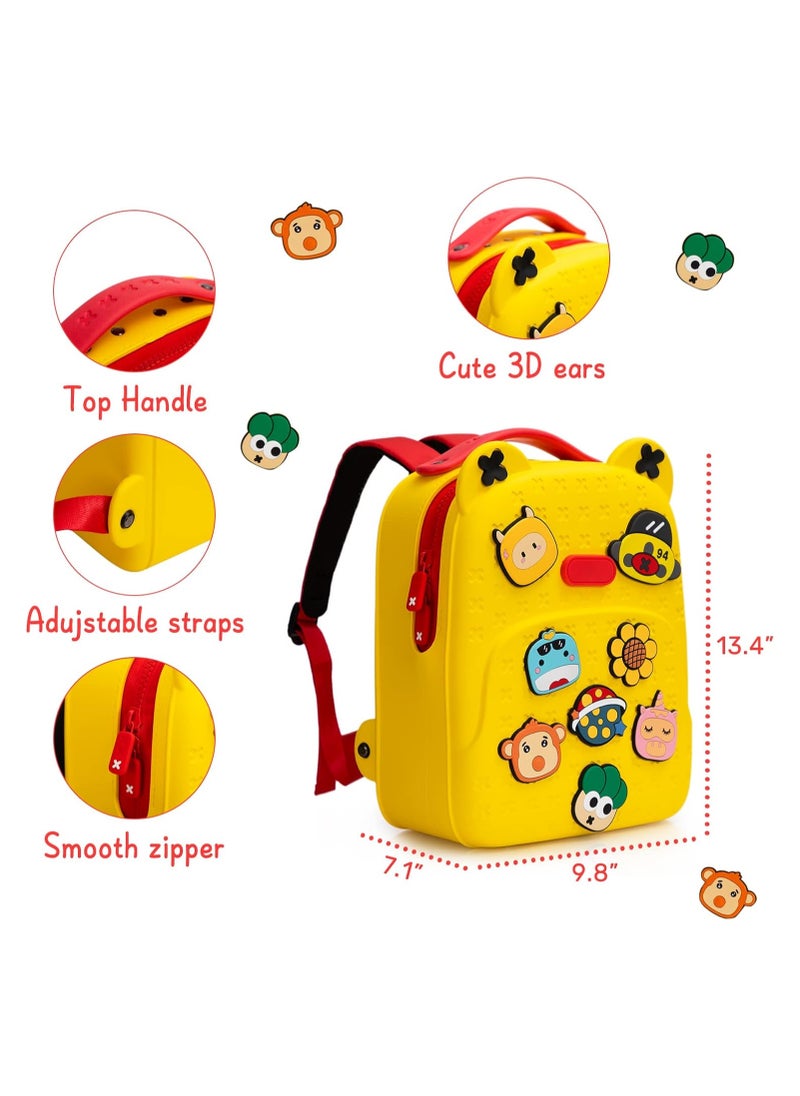 Toddler Backpack DIY Cute Cartoon Animal Preschool Kids Waterproof Backpack Bookbag School Lunch Backpack for Boys Girls, 12.5 inch Yellow