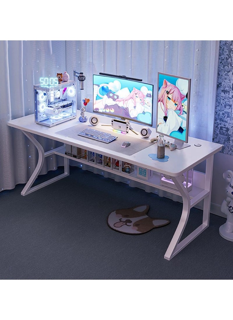 Computer Gaming Desk Multipurpose Under-Storage C-Shaped Modern Table