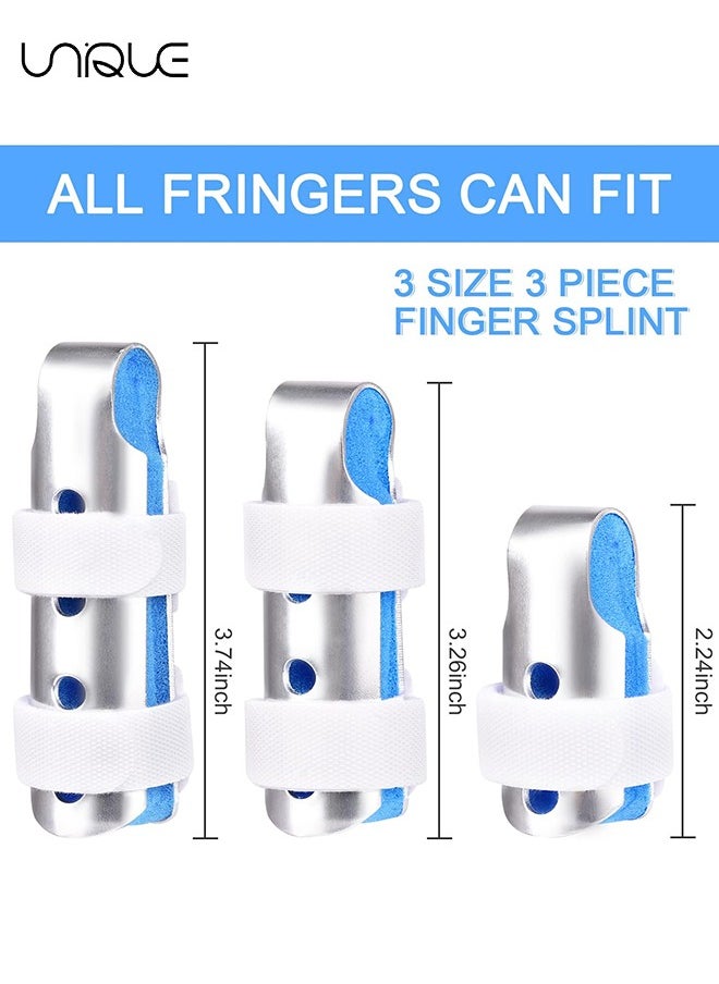 Finger Splint, 3PCS Finger Support Brace Finger Stabilizer for Broken Fingers Straightening Arthritis Knuckle Immobilization,Blue(3 Size)