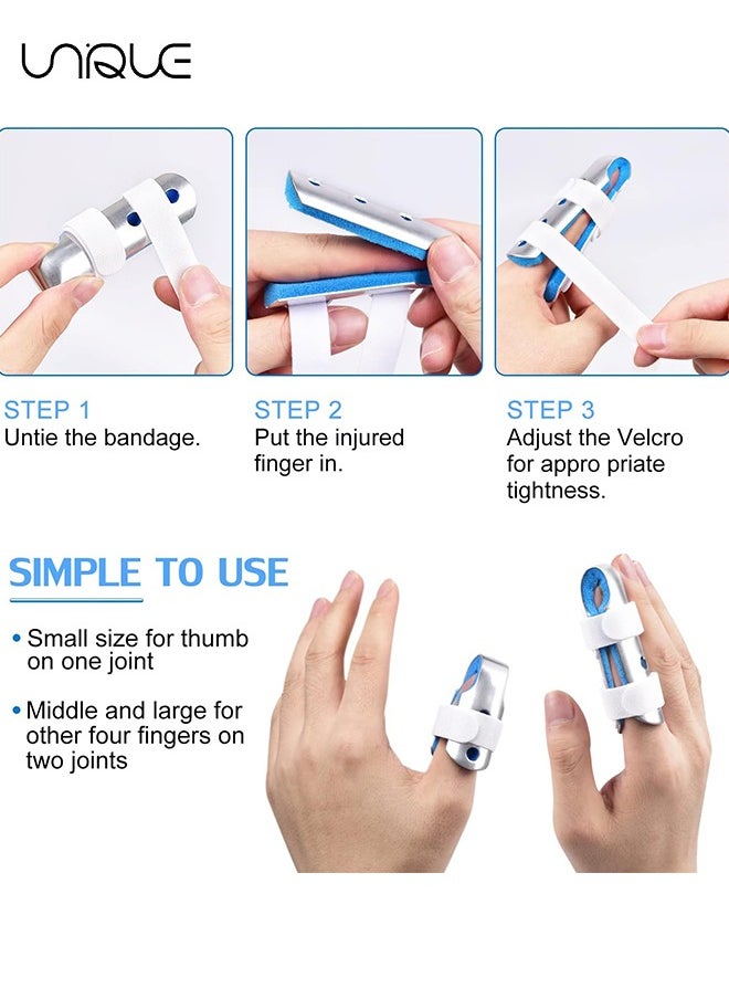 Finger Splint, 3PCS Finger Support Brace Finger Stabilizer for Broken Fingers Straightening Arthritis Knuckle Immobilization,Blue(3 Size)