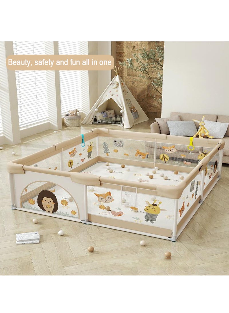 Family Paradise Baby Playpen - Baby and Toddler Fence 150 x 180cm Baby Fence Play Area Children's Playground Portable Children's Activity Center Non-Slip Suction Cups and Soft Breathable