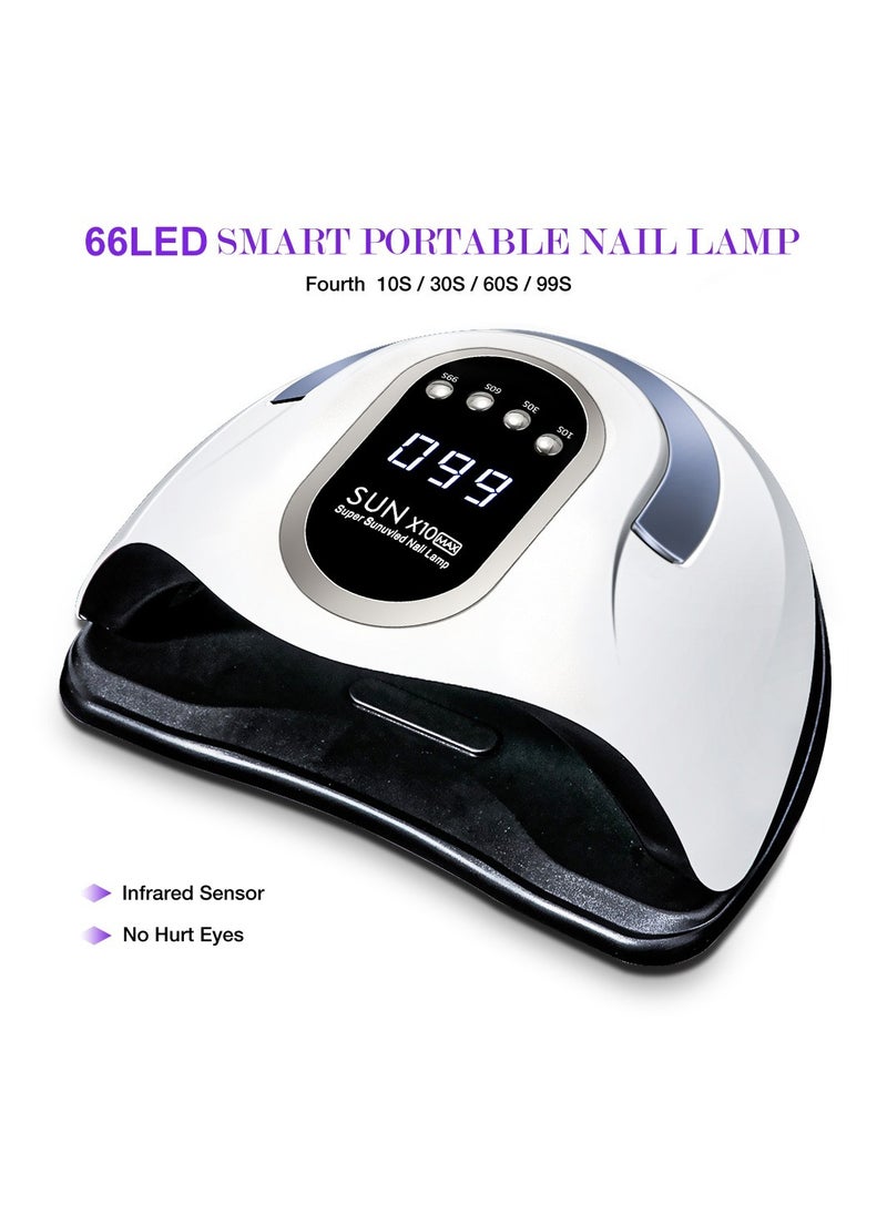 280W UV LED Nail Lamp, Fast Nail Curing Lamps for Home u0026 Salon, 66 Beads Dryer for Gel Polish with Automatic Sensor/4 Timer Setting, Handle Professional Art Tools