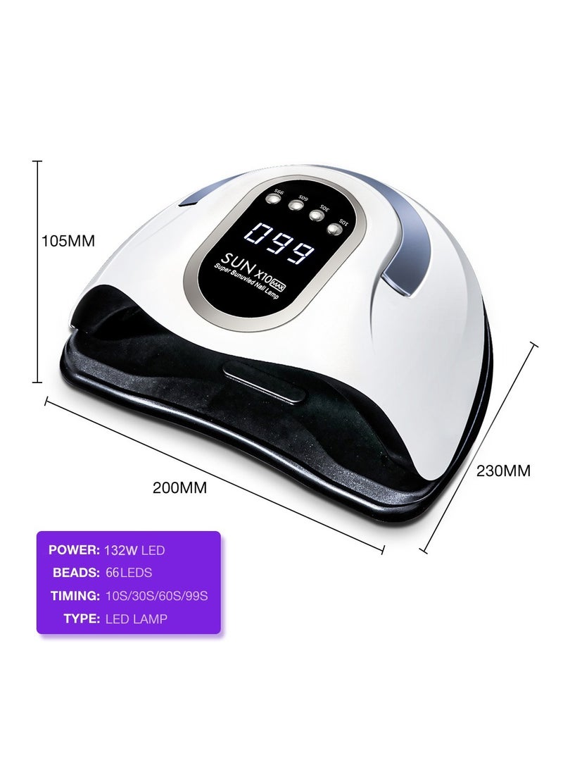 280W UV LED Nail Lamp, Fast Nail Curing Lamps for Home u0026 Salon, 66 Beads Dryer for Gel Polish with Automatic Sensor/4 Timer Setting, Handle Professional Art Tools